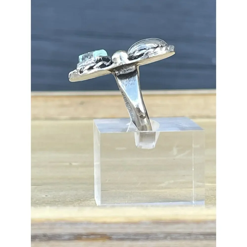 Vintage Navajo Turquoise Sterling Silver Ring Dome Concho Southwest Native 6.75 - Picture 7 of 13